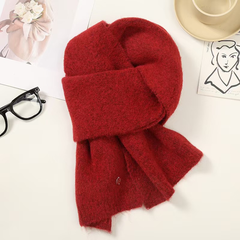 K091 2025 Korean winter new knitted scarf wool warm yarn all-match solid color neck accessories wholesale