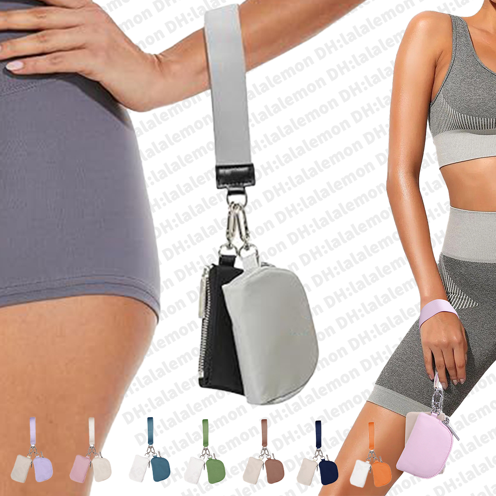 Designer Yoga Wristlet Clutch Bag - Detachable Zipper Wrist Guard Gym Keychain Wallet Portable Coin Purse Pink Pocket Bag for Women 2024 Hot