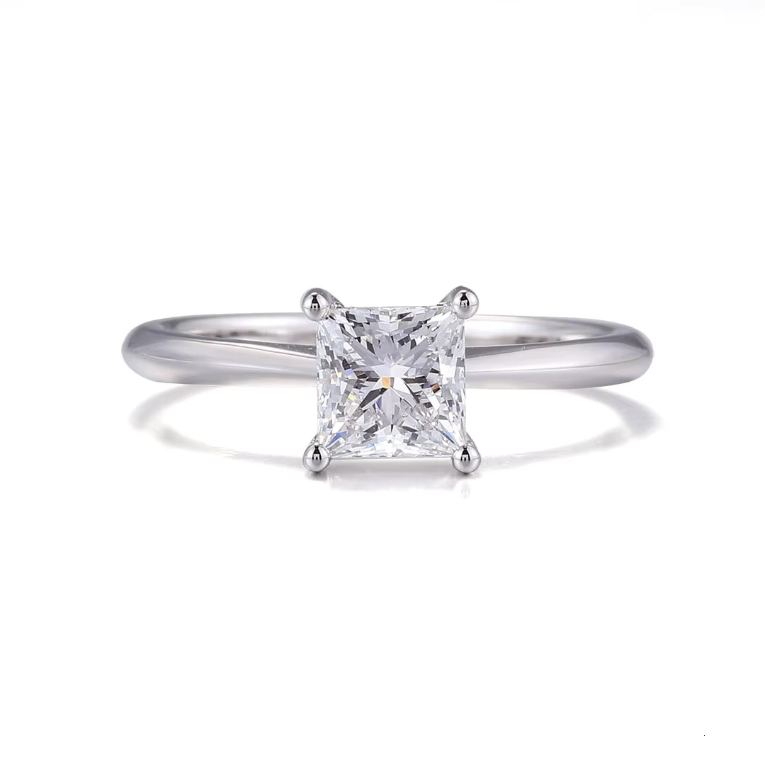 Real Lab Diamond Solitaire Ring 18k 14k 10k Gold 925 Silver Princess Cut Moissanite Engagement Rings for Women