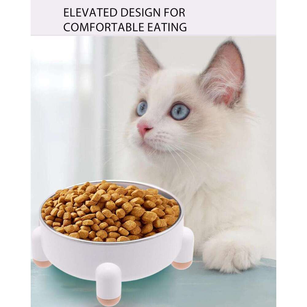 Stainless Steel Bowls - Non-Slip Raised Metal Pet Cats for Bowls & Small Dogs Whisker-Friendly Dishwasher Safe Modern Nordic Design