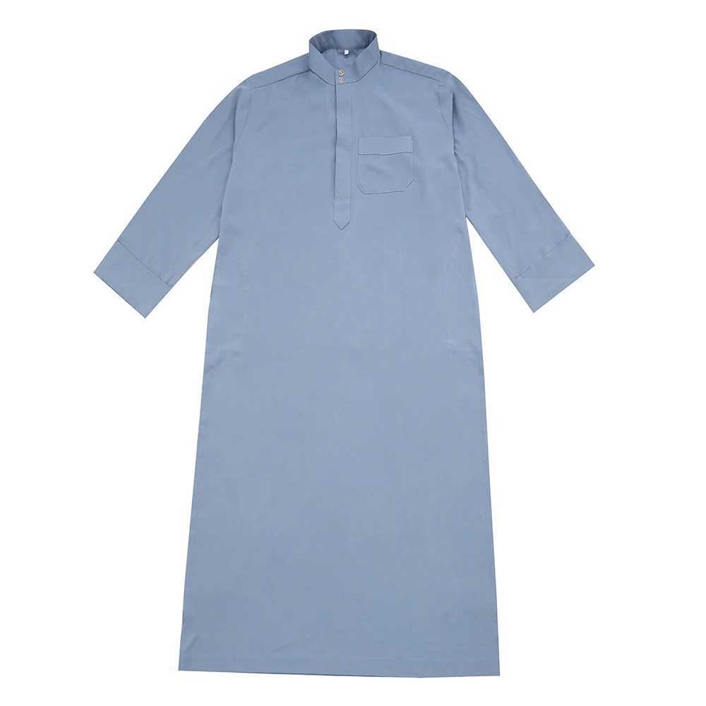 Mens Long Sleeved Robe Classical Waistband Contrasting Colors Autumn Casual Daily Arab Islamic Muslim Patchwork Mens Clothing W250310