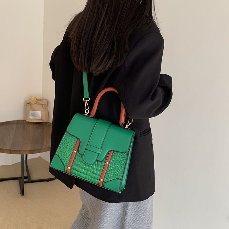 Women's Crocodile Print Color Handbag Fashion Large Capacity Single Shoulder Crossbody Small Square Bag