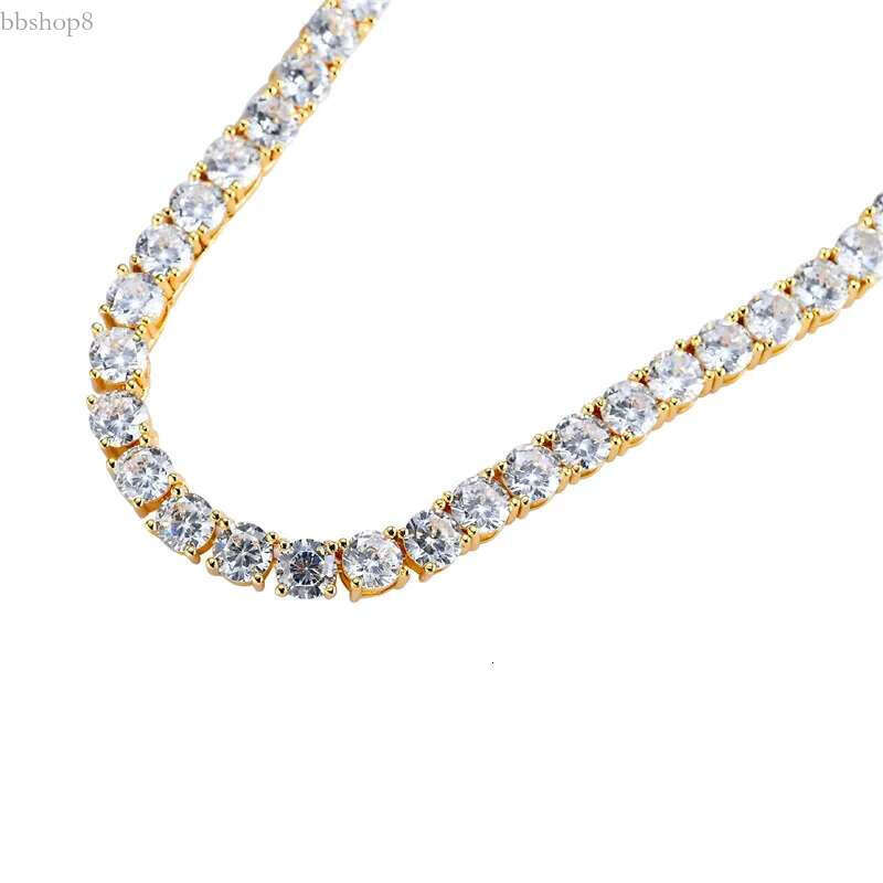 Hip Hop Men Tennis Chain Necklace Jewelry Gold Dia Iced Out Chains Long Necklaces 5MM