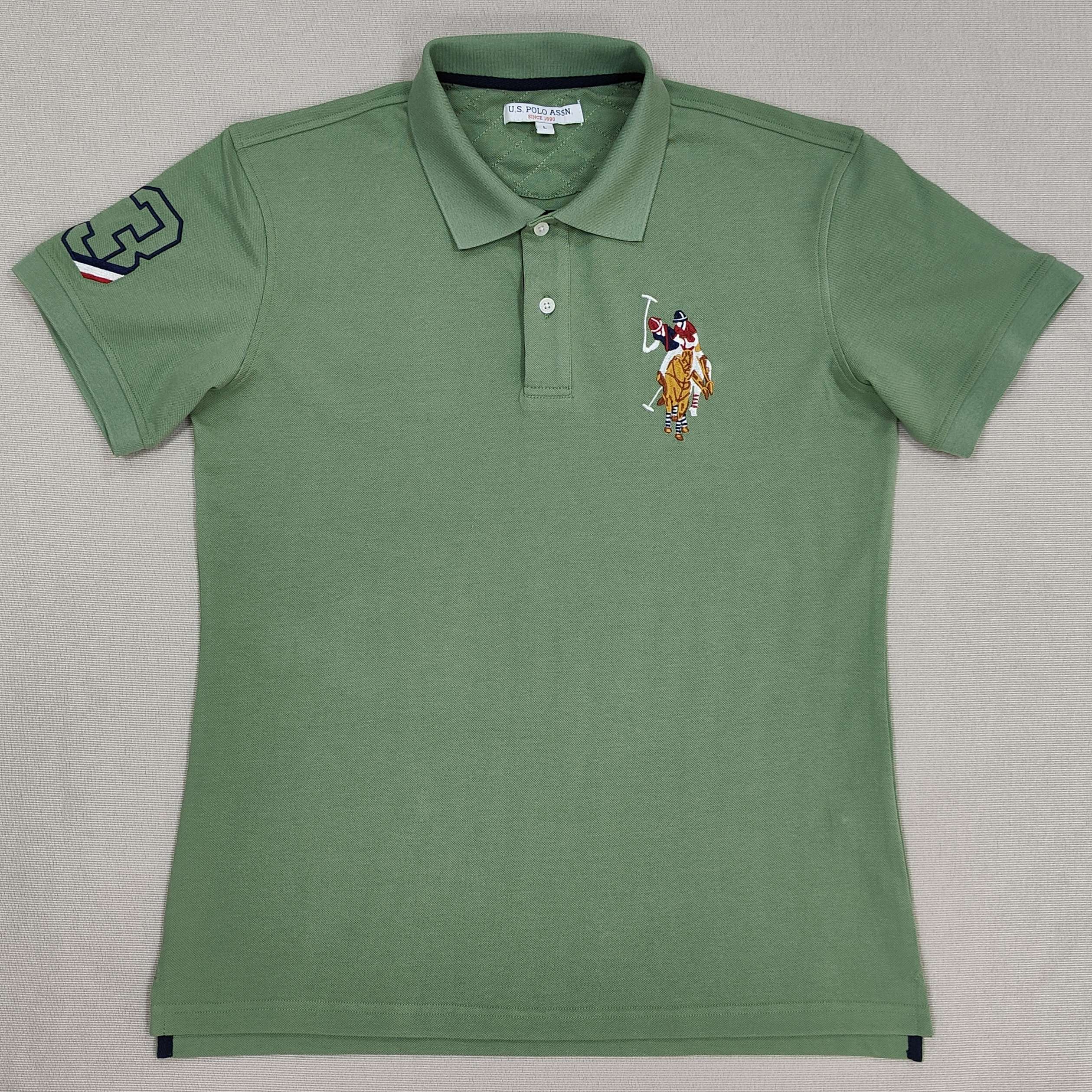 Men's Green Embroidery Classic Polo Shirt Tees Wholesale Loose Solid Tops Short Sleeves Casual T-shirt