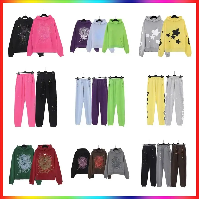 5A hoodie Mens Web Hoodie 2025 spyders hoodie Sweatshirts hoodies Women grid spyders hoodie Tracksuit 55555 Puff Print Pullover net spider pants tracksuit Set