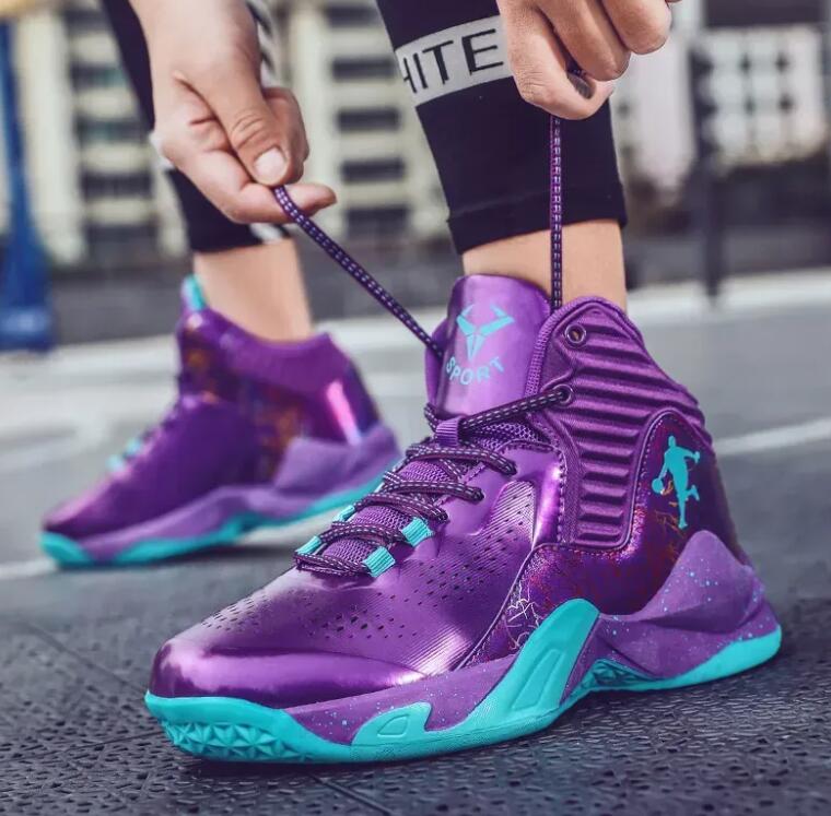 Sale Men's Brand Basketball Shoes Fashion Purple Basketball Sneakers Men Women Training Sport Boots Kids Adult Athletic Shoes Z 3.7-1