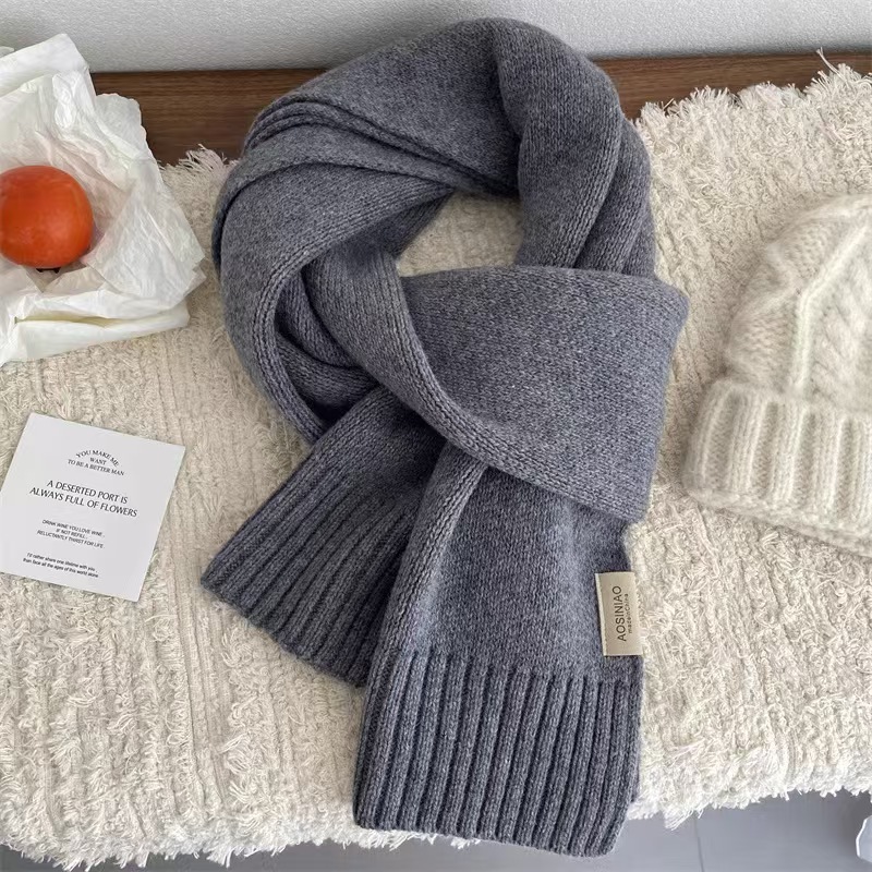 K085 Australian pure wool 100% cashmere scarf 2024 new style all-match winter new year red warm knitted scarf for women