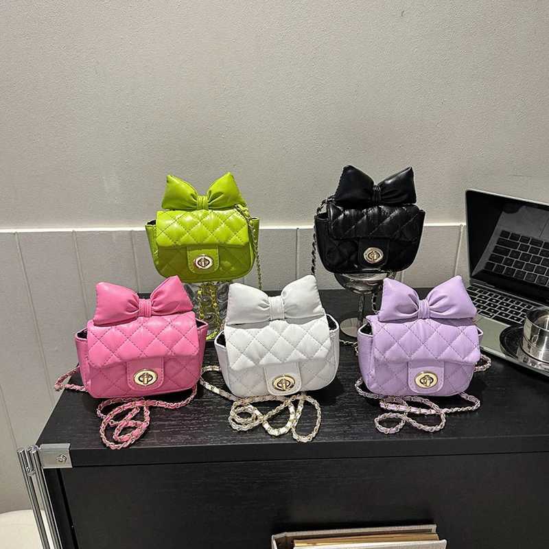 Mini Designer Luxury Shoulder Bag Toddler Princess Baby Girls Pink Bow Handbag Little Girl Cute Crossbody PurseT250310