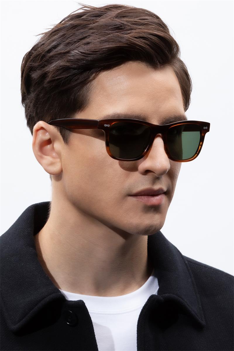 CARFIA Retro Acetate Polarized Sunglasses for Men UV Protection with Embossed Pattern Wire Core