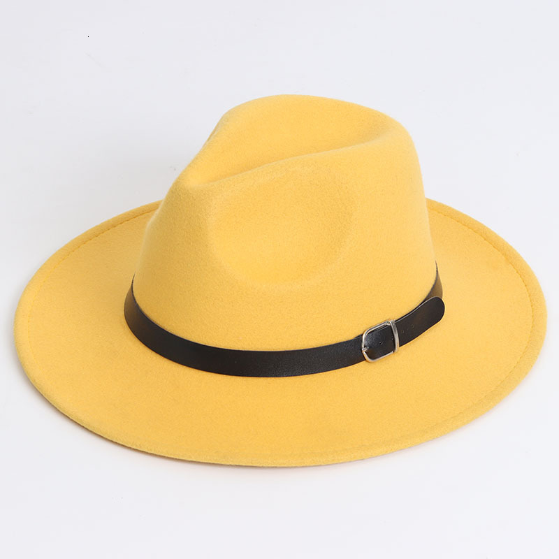 Pure color felt hat British jazz hat mens and womens flat brimmed gentlemans hat flat top hat