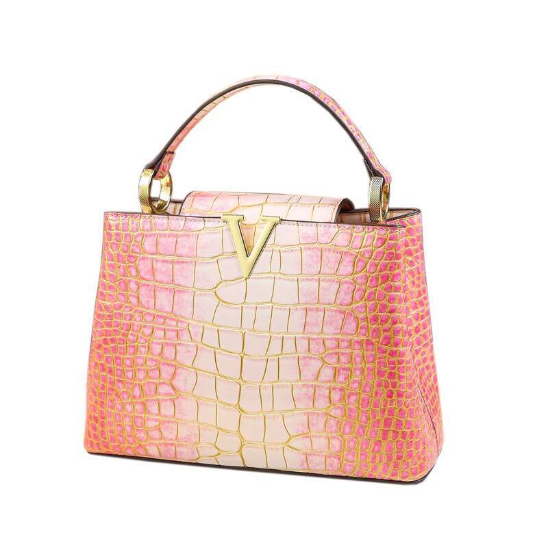 Women's Bags Women's Bags Liht women's ba, shiny niche crocodile pattern leather, pink 2024 new hih-end sinle shoulder crossbody