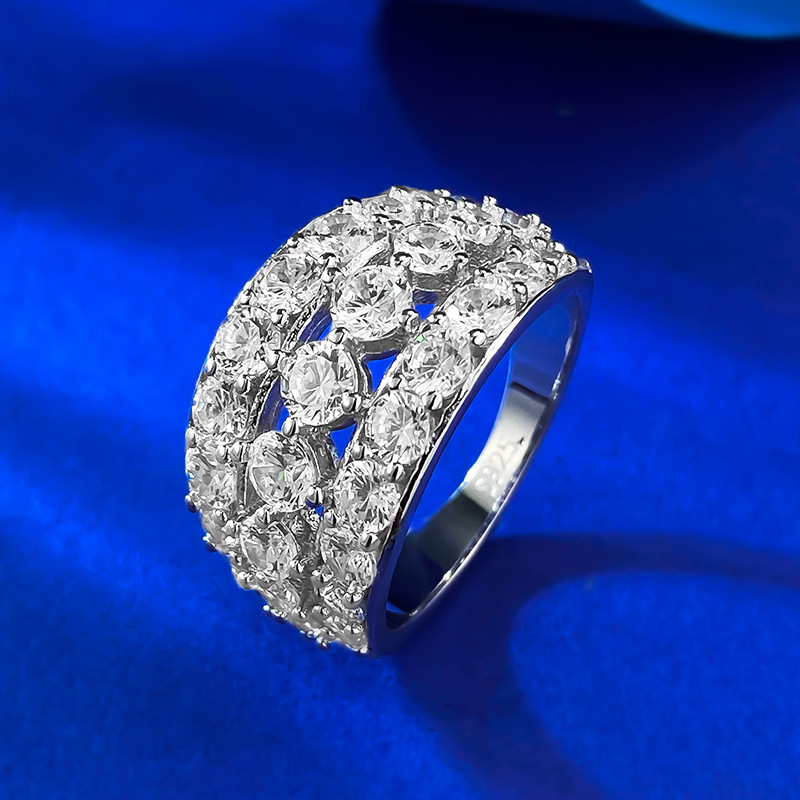 2025 Mother's Day Gift Wedding Ring Gorgeous Luxury Jewelry Genuine 100% 925 Sterling Silver Round Cut Stack White Moissanite Diamond Women Bride