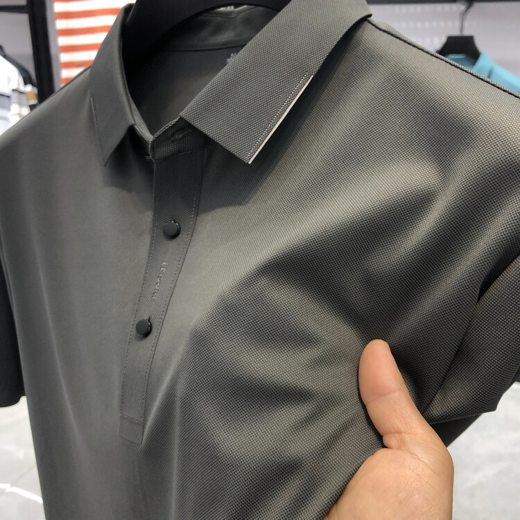 Light luxury mens short sleeved T-shirt summer fashion polo shirt mens ice silk lapel shirt loose casual top trendy 230901