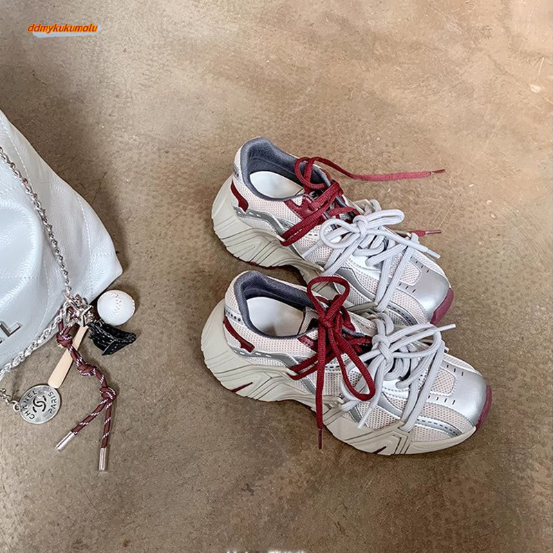 Increased by 6cm~Autumn winter mandarin duck with thick soled lace up casual sports shoes for dad and girl ddmykukumalu