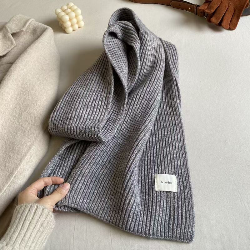 T259 scarf women's winter Korean all-match knitted wool warm couple thickened neck knitted scarf Korean style