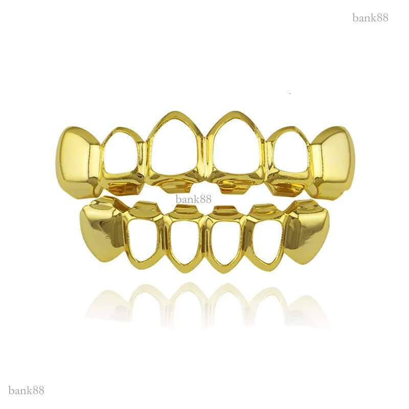 Hollow Out Hip Hop Grills Tooth Set Gold Silver Top And Bolttom Teeth Grills Set For Men Women Open Face Grillz Party Props Jewelry Gift