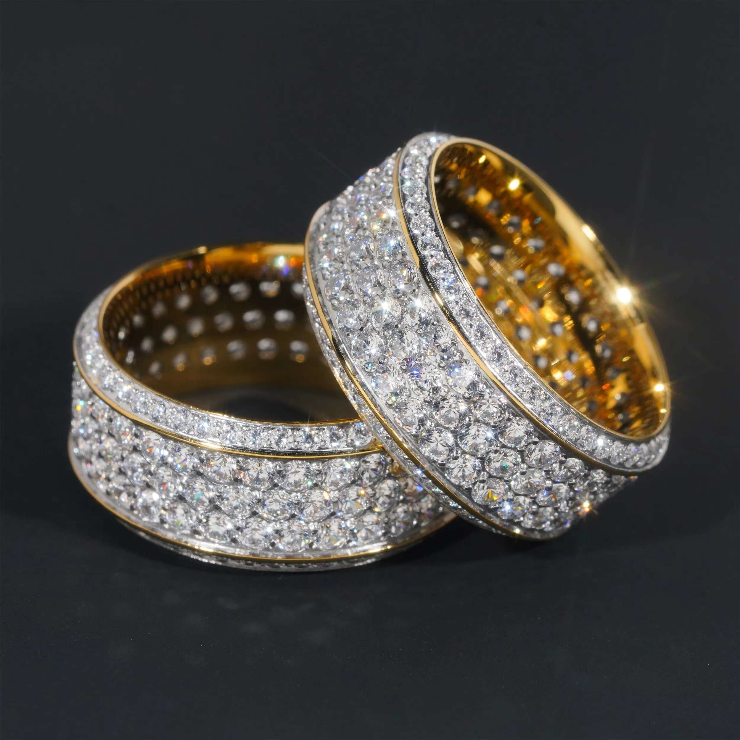 Wholesale Price Iced Out Moissanite Cuban Rings 316L Stainless Steel Hip Hop Men Dia Ring
