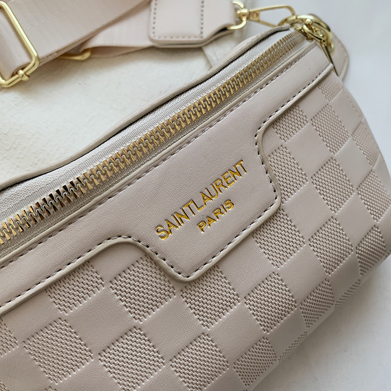 Bag female hot new fashion niche wide shoulder strap crossbody dia zipper leisure texture large capacity chest bag