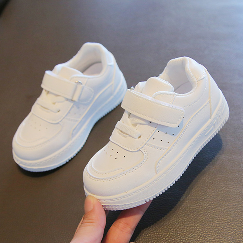 Infant Kid's Leather White Kids Shoes For Boys And Girls Fashion Children Casual Shoes Non-slip Sneakers Sizes US5.5C-US6Y 000512