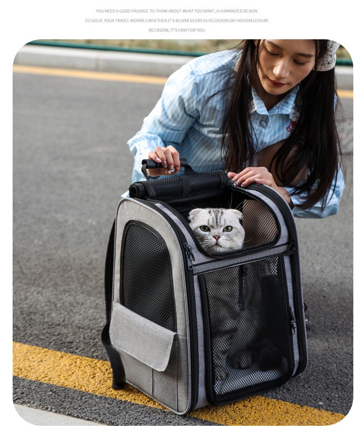Large Cat Expandable Pet Small Dogs Medium Cats Fit Up to 18 Lbs, Foldable Puppy Backpack Carrier for Travel