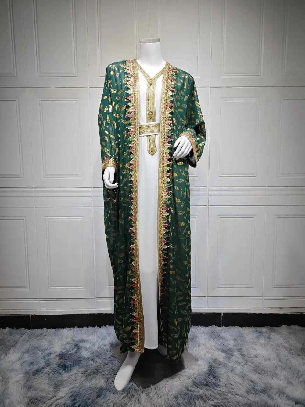 slim Abaya 3 Piece Set Women Party Dresses Cardigan Robe Sashes Suit Bronzing Jalabiya Ramadan Morocco Dubai Ktan Vestidos W250310