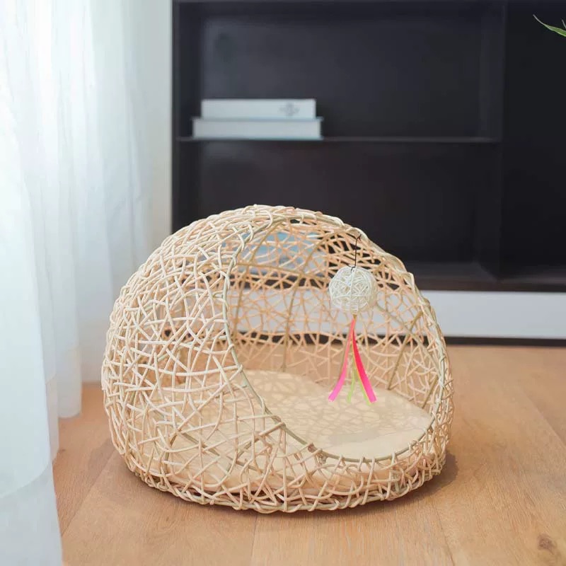 Summer Four Seasons Universal Vine Weaving Kitten Bed Cat Supplies Pet House Toys Detachable Washable Dog Nest Cool
