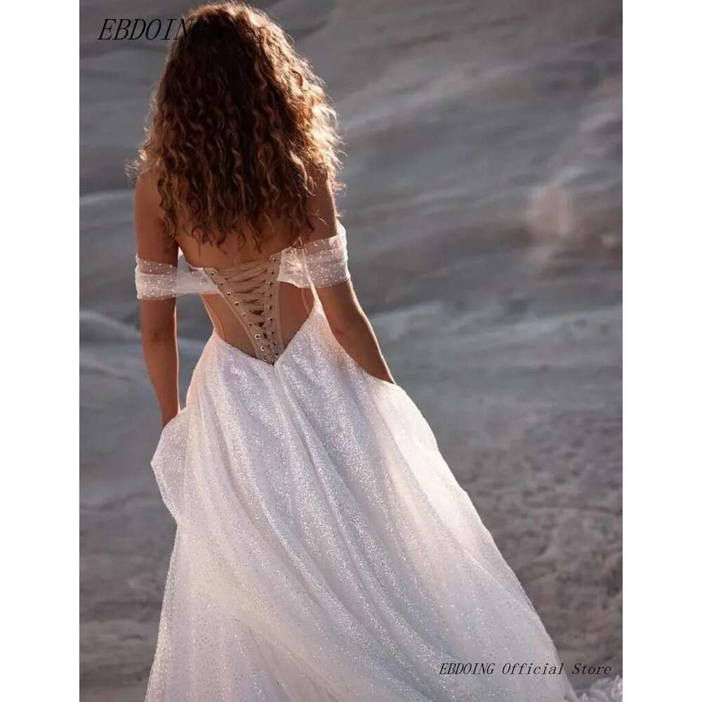 Newest a ha darling neckline shine short sleeves off the shoulder custom wedding dresses