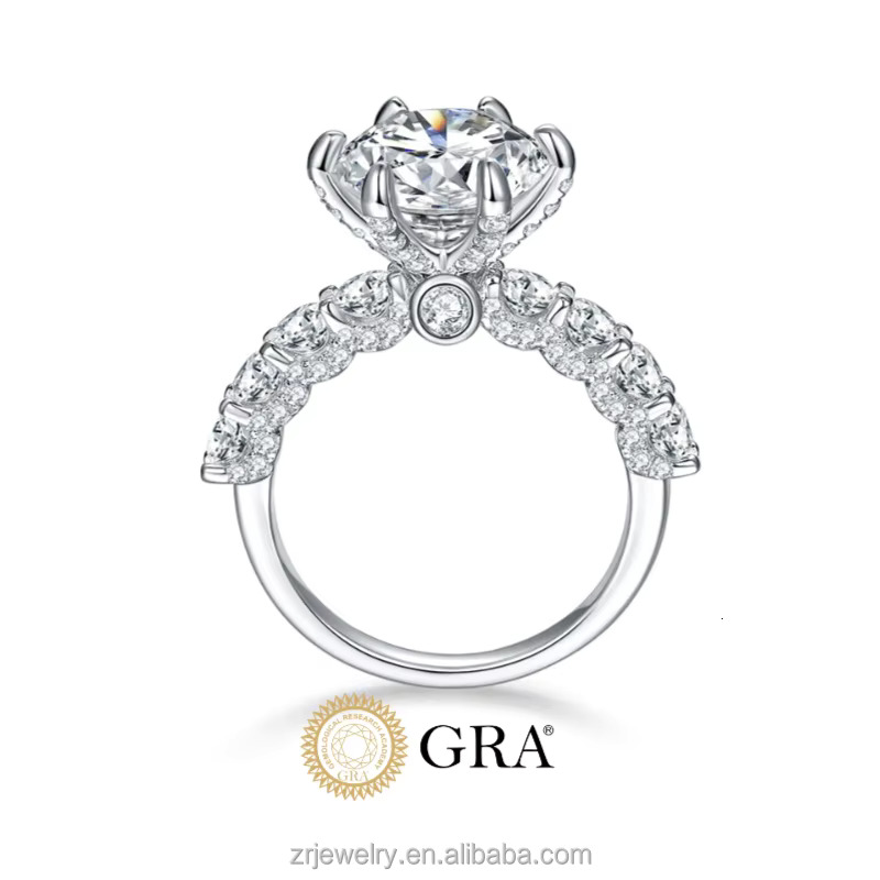 Wholesale 5ct Total Moissanite S925 Sterling Silver 18k Gold Plated Engagement Rings 3ct Vvs D Gra Certified Moissanite Ring