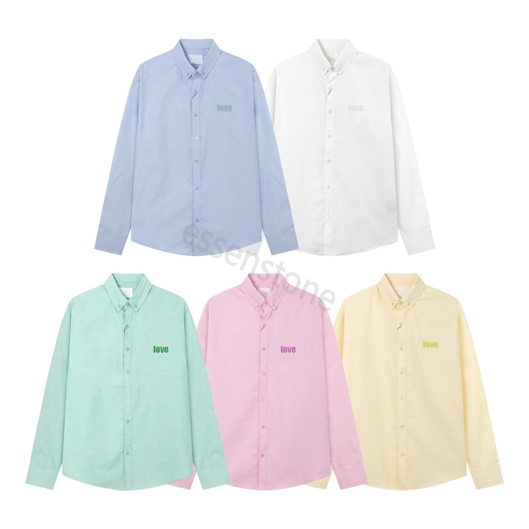 mens shirts sweaters y2k shirt designer button up shirt Loves heart embroidered Striped long Sleeve Shirt Women's Shirt love polo Fashion Casual Business shirt