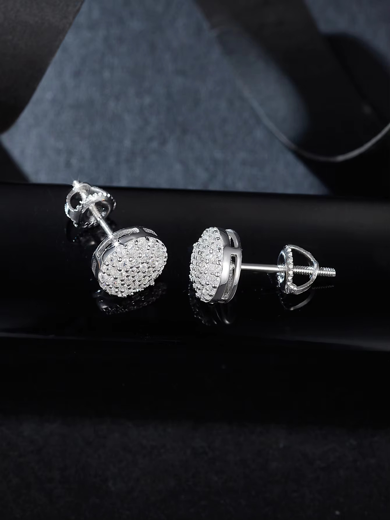 Fine Jewelry Moissanite Diamond Screw Back Stud Earring 925 Sterling Silver Iced Out Rhodium Plated Moissanite Earrings