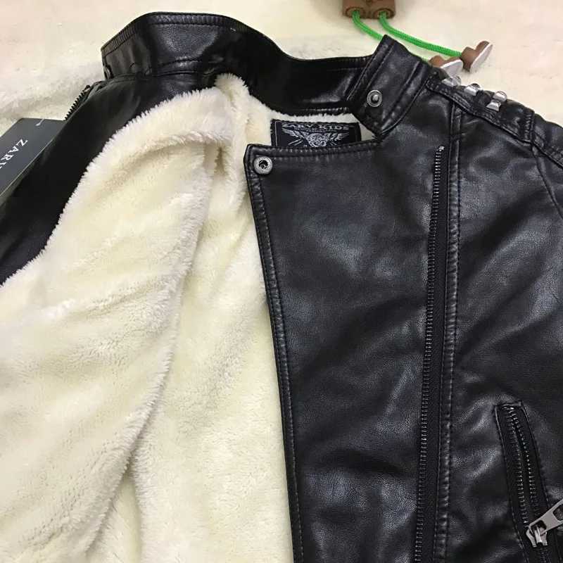 Winter Children GENUINE PU Leather Jacket Zipper BoyS Rivets Fashion Kids Spring Jacket Clothes Solid Outerwear Coats 2-16YT250313