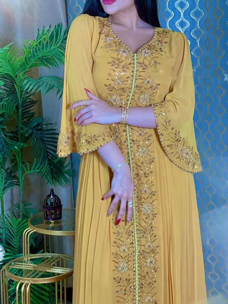 Evening Party Dress Women Eid Morocco slim Abaya for Women Islamic Embroidery Dresses Belt Ktan Vestidos Maxi Abayas W250310