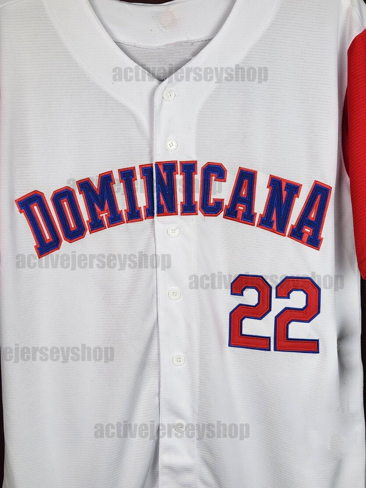 Custom men's white Dominicana baseball embroidered jersey fast shiped
