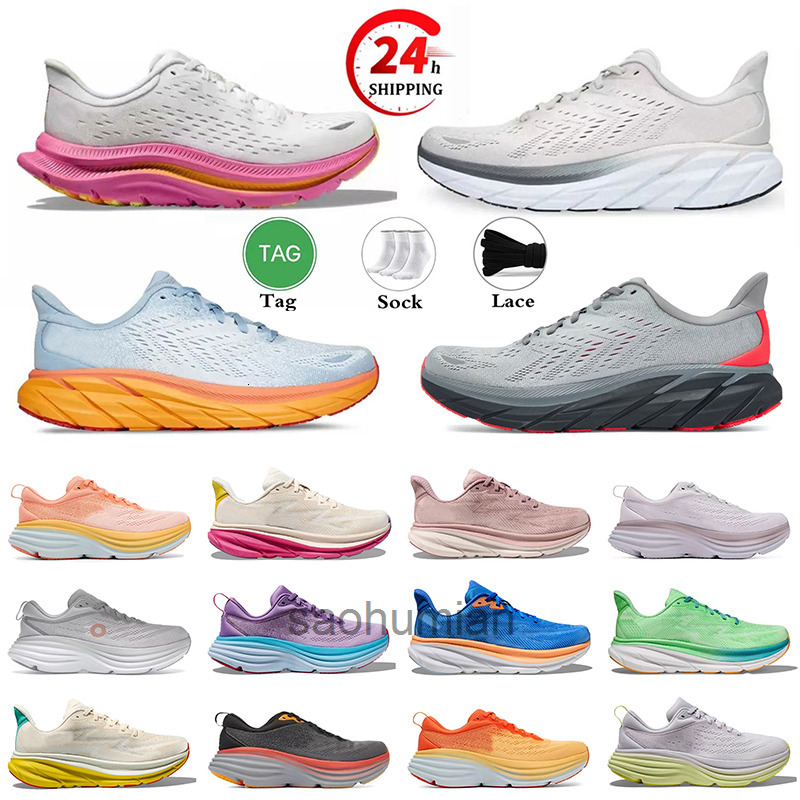 Womens Mens Top Quality Clifton 9 Running Shoes Bondi 8 Ice Mint Peach Whip Red Carbon 2 Runners Trainers Kawana Spo hokasneaker hooka hokaism hokashoeism