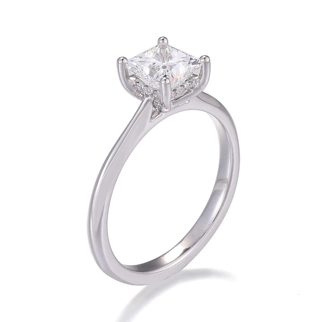 Real Lab Diamond Solitaire Ring 18k 14k 10k Gold 925 Silver Princess Cut Moissanite Engagement Rings for Women