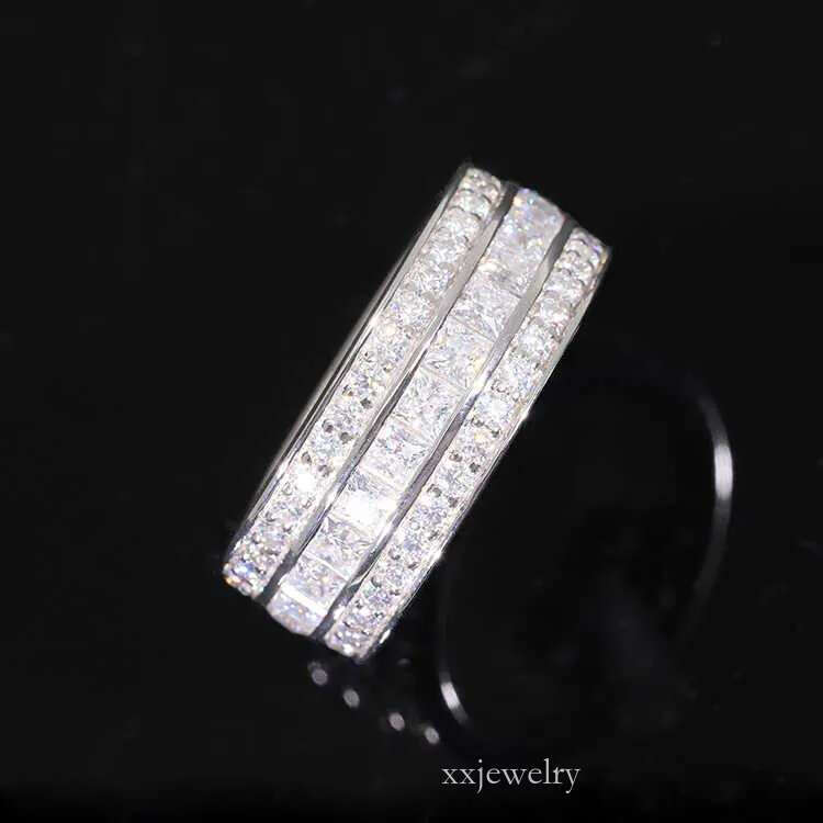 Fashion Design Solid Sier With iced out GRA Round Moissanite dia For Mens Hiphop Rings