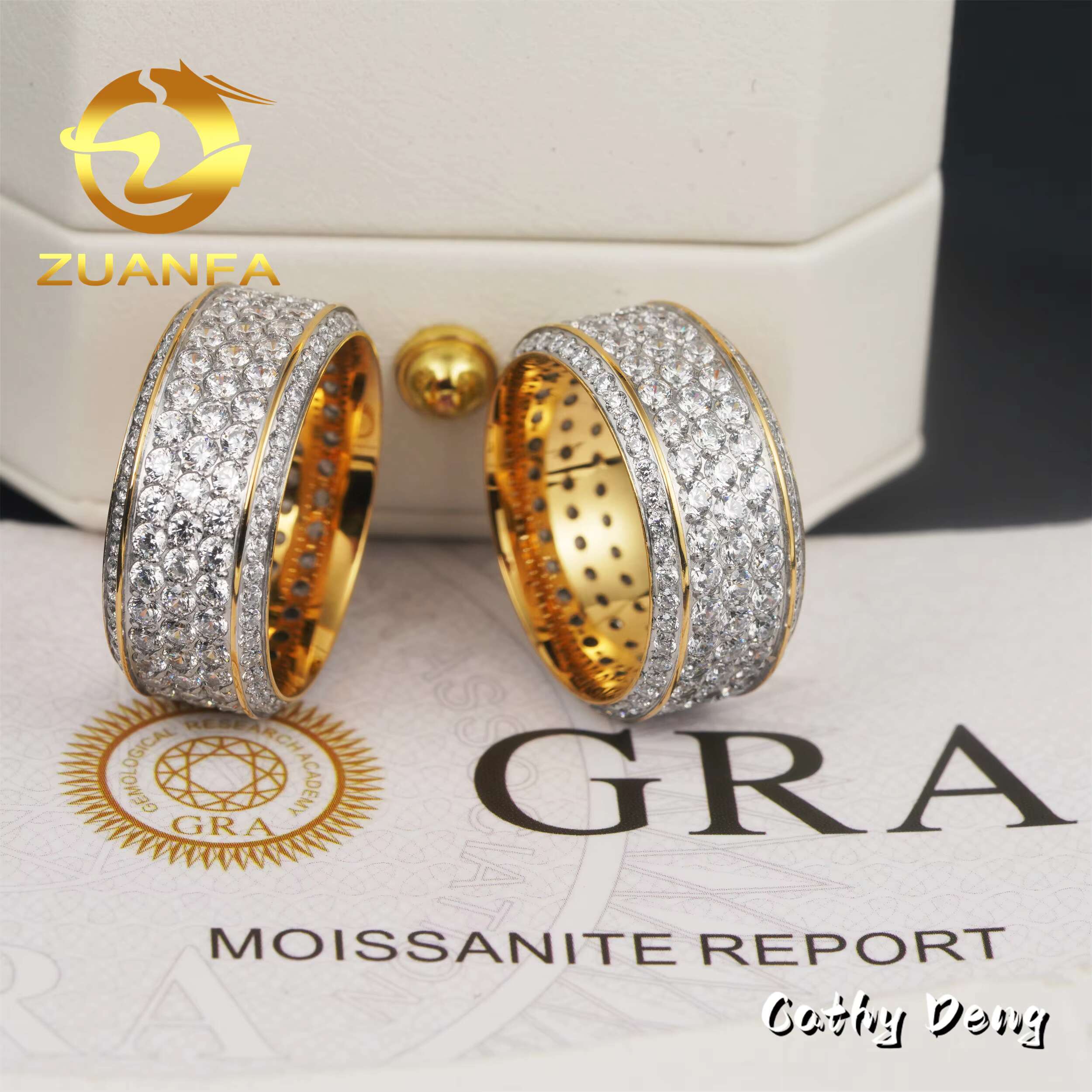 Wholesale Price Iced Out Moissanite Cuban Rings 316L Stainless Steel Hip Hop Men Dia Ring