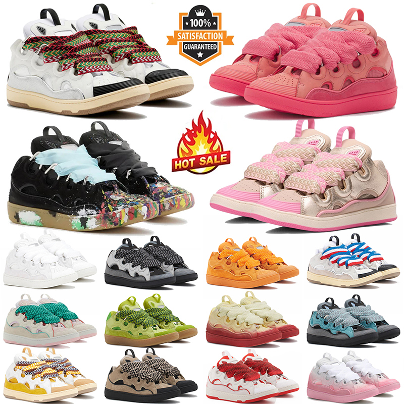 Leather Curb Sneakers Designer Casual Shoes Womens Mens White Ivory Black Calfskin Pink Green Denim Blue Brown dhgate Trainers Platform Sneakers Size 36-46