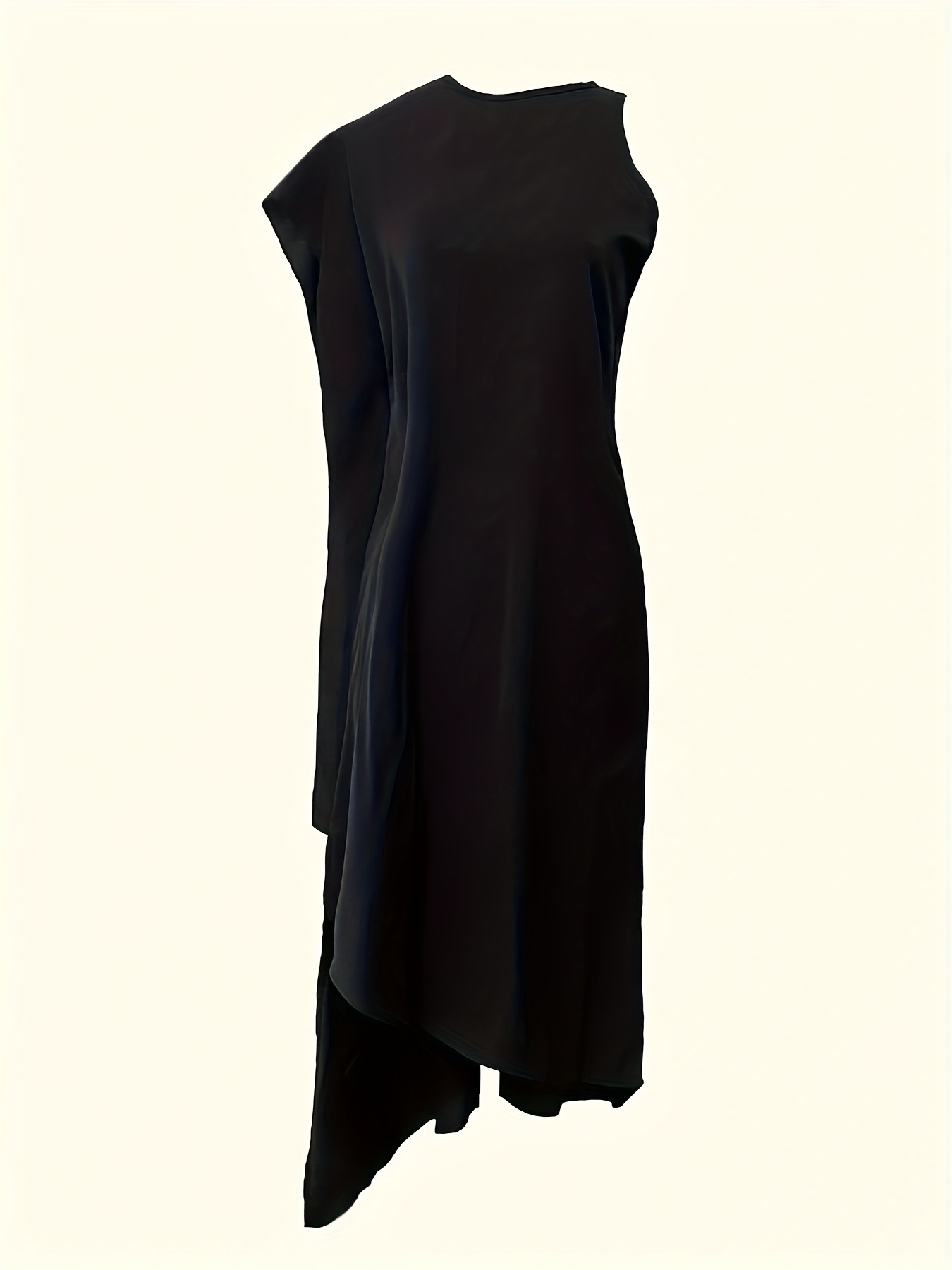 G6200 New Summer European and American Mid-Length Sleeveless Solid Color Casual Hem Dress