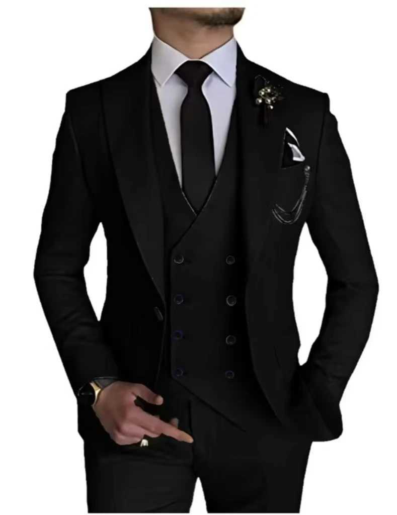 Luxury Mens Single Button Business Set 3-Piece Wedding Groom Evening Dress (Jacket+Vest+Pants) Elegant High Quality 2024 W250310