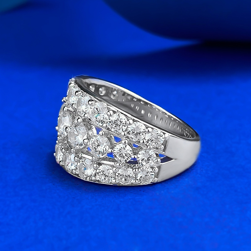 2025 Mother's Day Gift Wedding Ring Gorgeous Luxury Jewelry Genuine 100% 925 Sterling Silver Round Cut Stack White Moissanite Diamond Women Bride