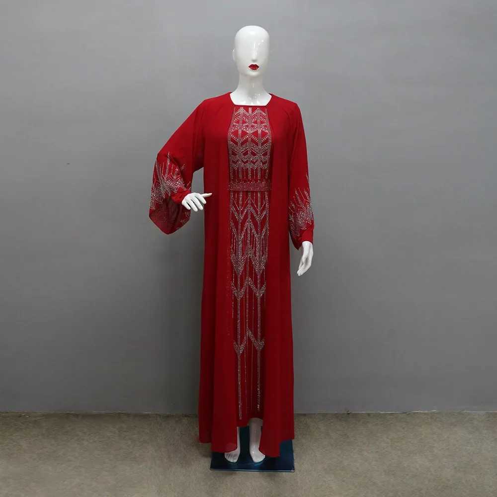 Arabia slim Dress Women Chiffon Dubai Abaya Lace-up Casual Party Elegance Fe Two Pieces Daily Dress Ktan Femme sulmanXJ250310