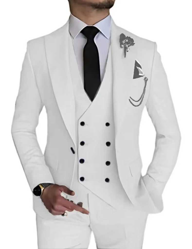 Luxury Mens Single Button Business Set 3-Piece Wedding Groom Evening Dress (Jacket+Vest+Pants) Elegant High Quality 2024 W250310