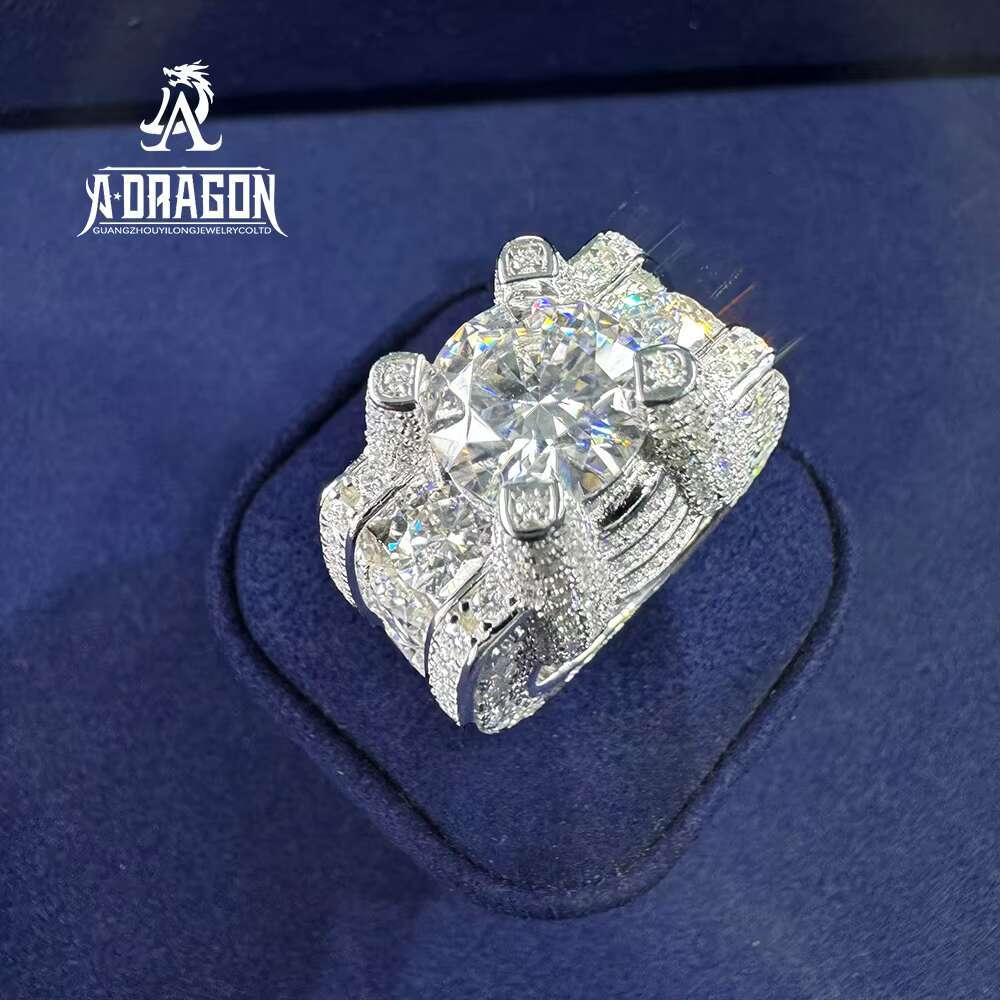 Moissanite Sterg Sier Custom JewelryVVS Lab Dia Hip Hop Heart Ring