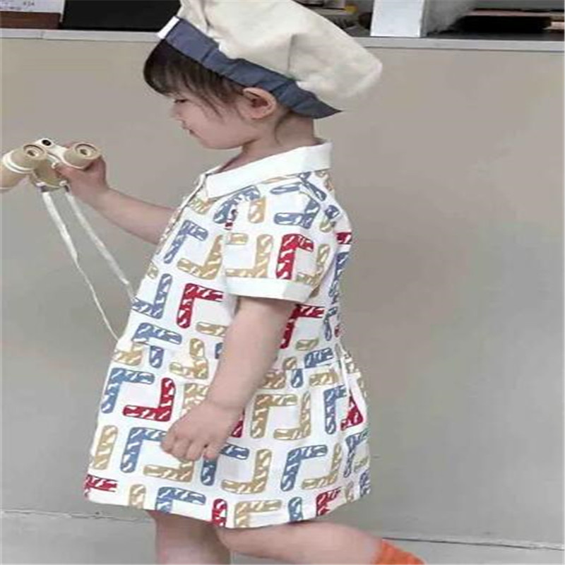Summer Girls Designer Dress Luxury Kids Baby Clothing Sets Girls Princess Skirt Childrens Classic Clothes Set Girls Letter Dresses Cotton Polo Dress