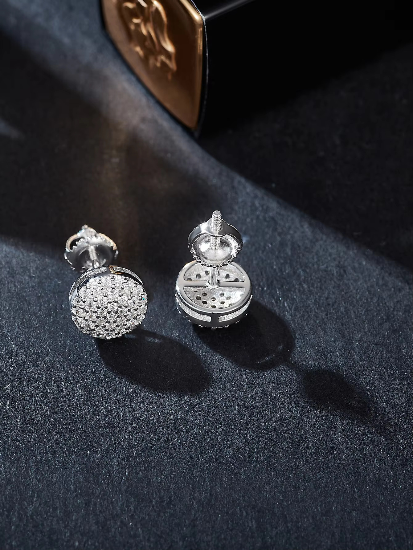 Fine Jewelry Moissanite Diamond Screw Back Stud Earring 925 Sterling Silver Iced Out Rhodium Plated Moissanite Earrings