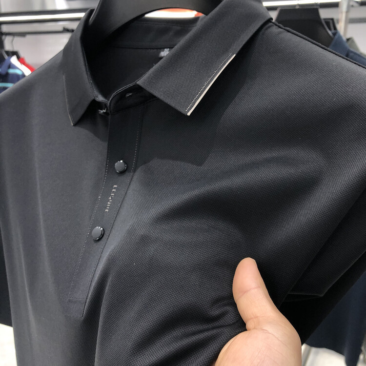 Light luxury mens short sleeved T-shirt summer fashion polo shirt mens ice silk lapel shirt loose casual top trendy 230901