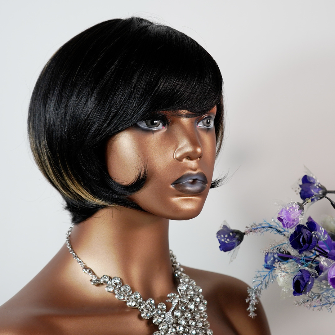 8 Inch Luxury Straight Center Part Full Lace Bob Wig Real Human Hair Machine Made Exquisite Craftsmanship Perfect for a Sleek and Elegant Look
