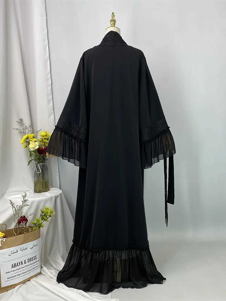 Ramadan Eid Dubai Black Abayas For Women slim Dress Ka Ctan Moroccan Robe Femme sulmane Kimono Ktan Islam Clothing W250310