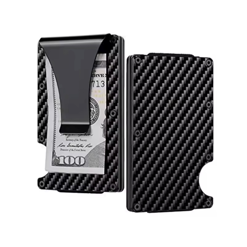 Minimalist carbon fiber RFID holder ultra-thin mini ID credit card holder aluminum alloy men's and women's wallet